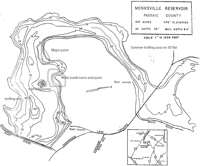 Monksville Reservoir Fishing Map Printer Friendly Copy Of Thread